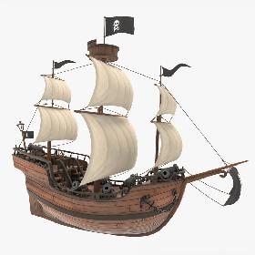 3D Cartoon Galleon model